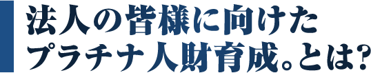 法人の皆様に向けたプラチナ人材育成。とは？